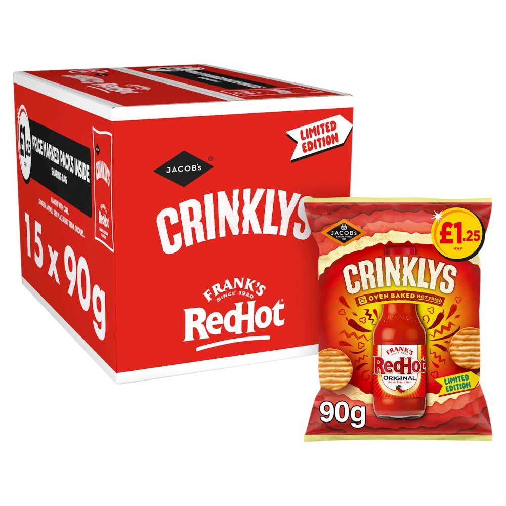 Jacob's Crinklys Frank's RedHot 90g (Box of 15)
