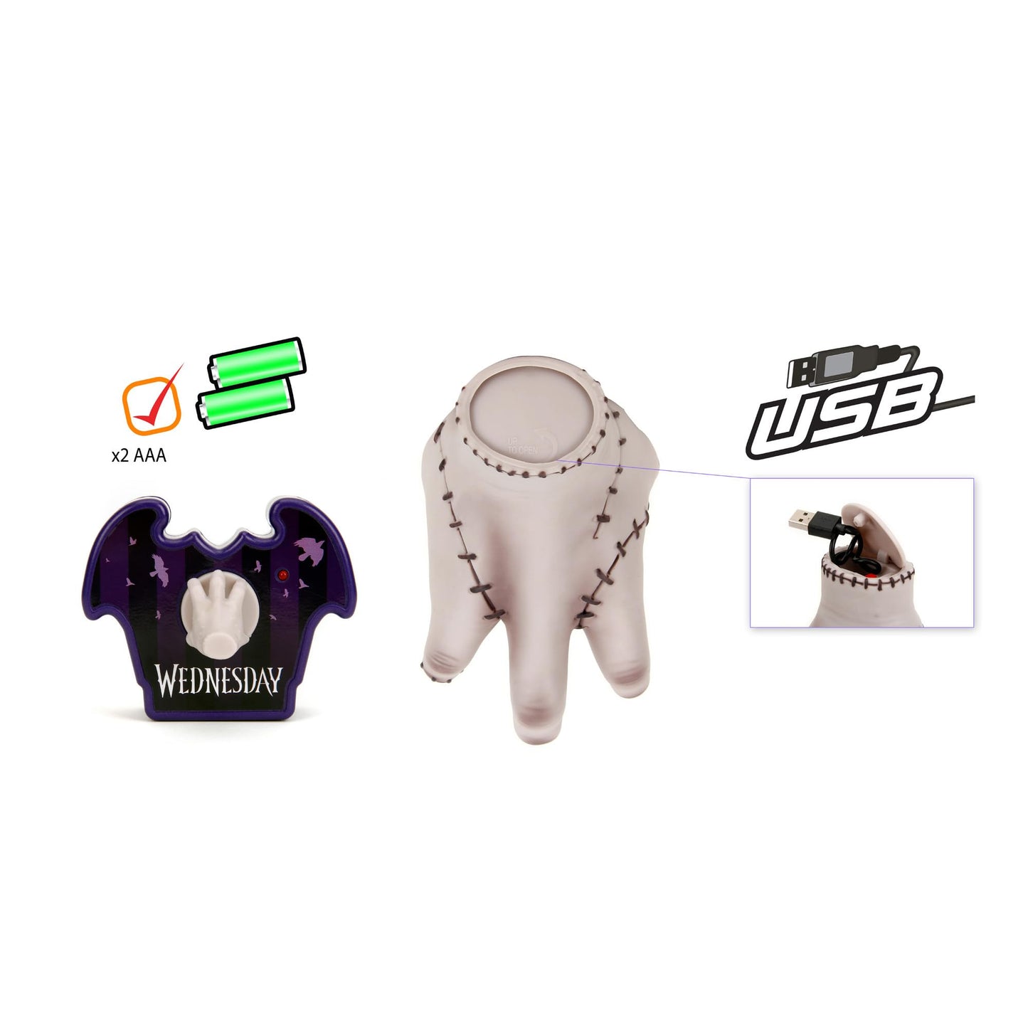 JADA Addams Wednesday Thing RC Hand — Officially Licensed, USB Rechargeable, 18 cm