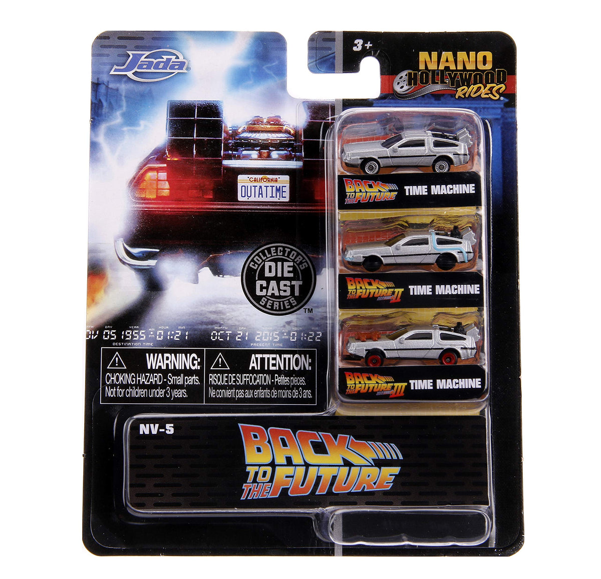 Jada Back To The Future 1.65-inch Nano Die-Cast Cars 3-Pack - Licensed Time Machines
