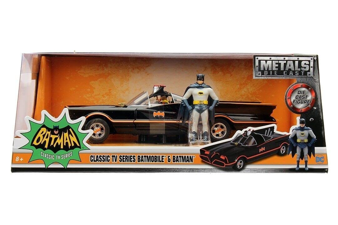 Jada 1966 Batmobile 1:24 Die-Cast Car with Batman & Robin Figures