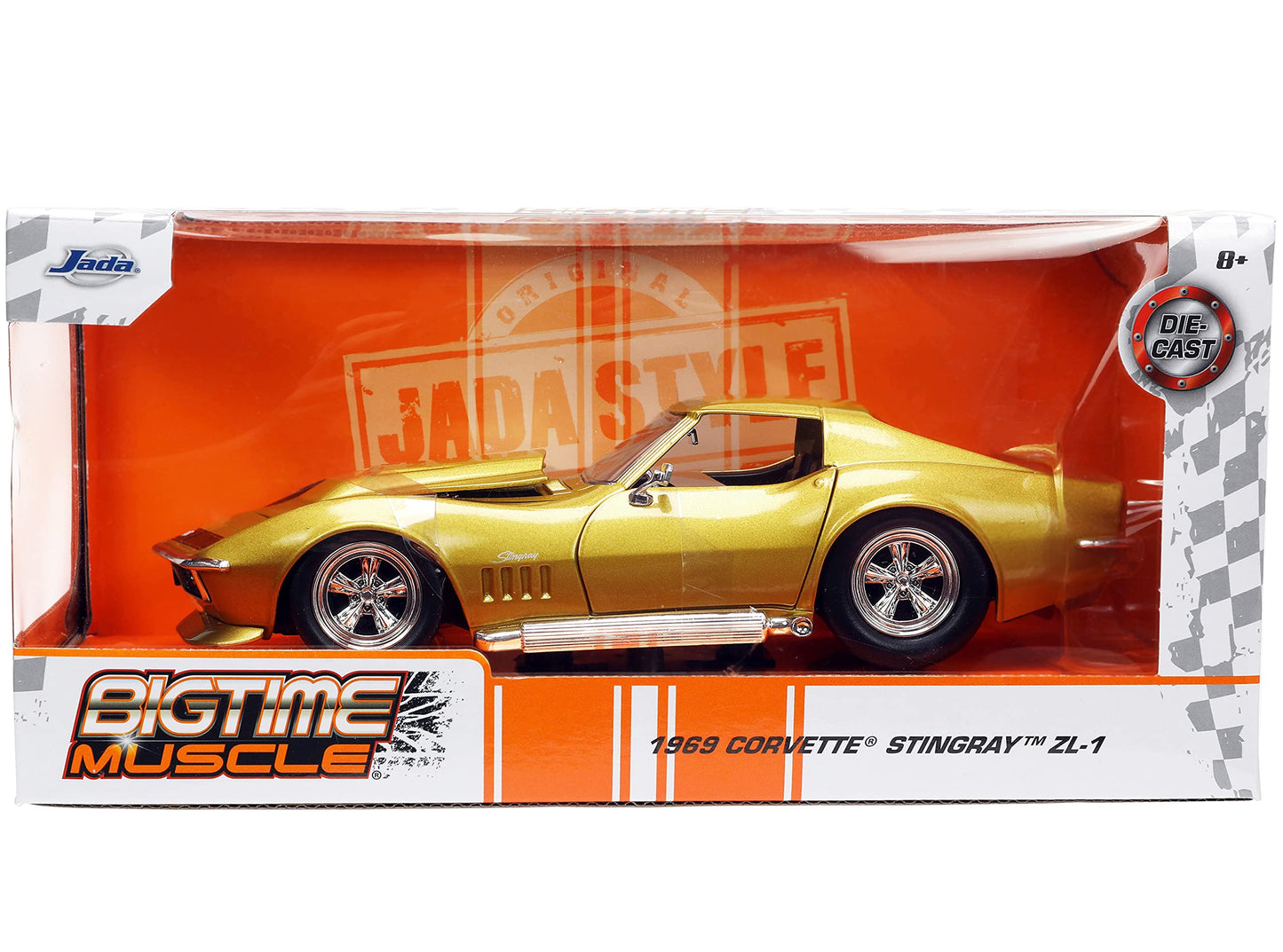 Jada Toys Big Time Muscle 1:24 1969 Chevy Corvette Stingray ZL-1 Die-Cast Car – Gold