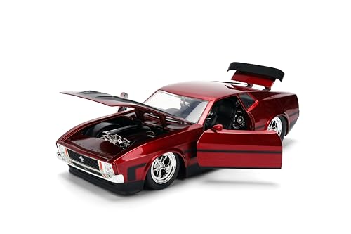 Jada Big Time Muscle 1:24 1973 Ford Mustang Mach 1 Die-Cast Car – Opening Doors, Hood & Trunk Candy Red
