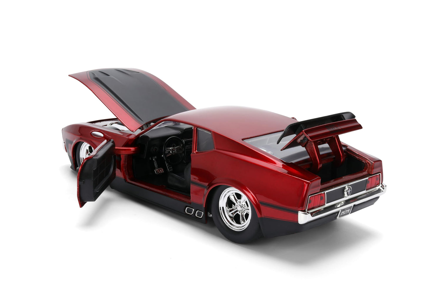 Jada Big Time Muscle 1:24 1973 Ford Mustang Mach 1 Die-Cast Car – Opening Doors, Hood & Trunk Candy Red