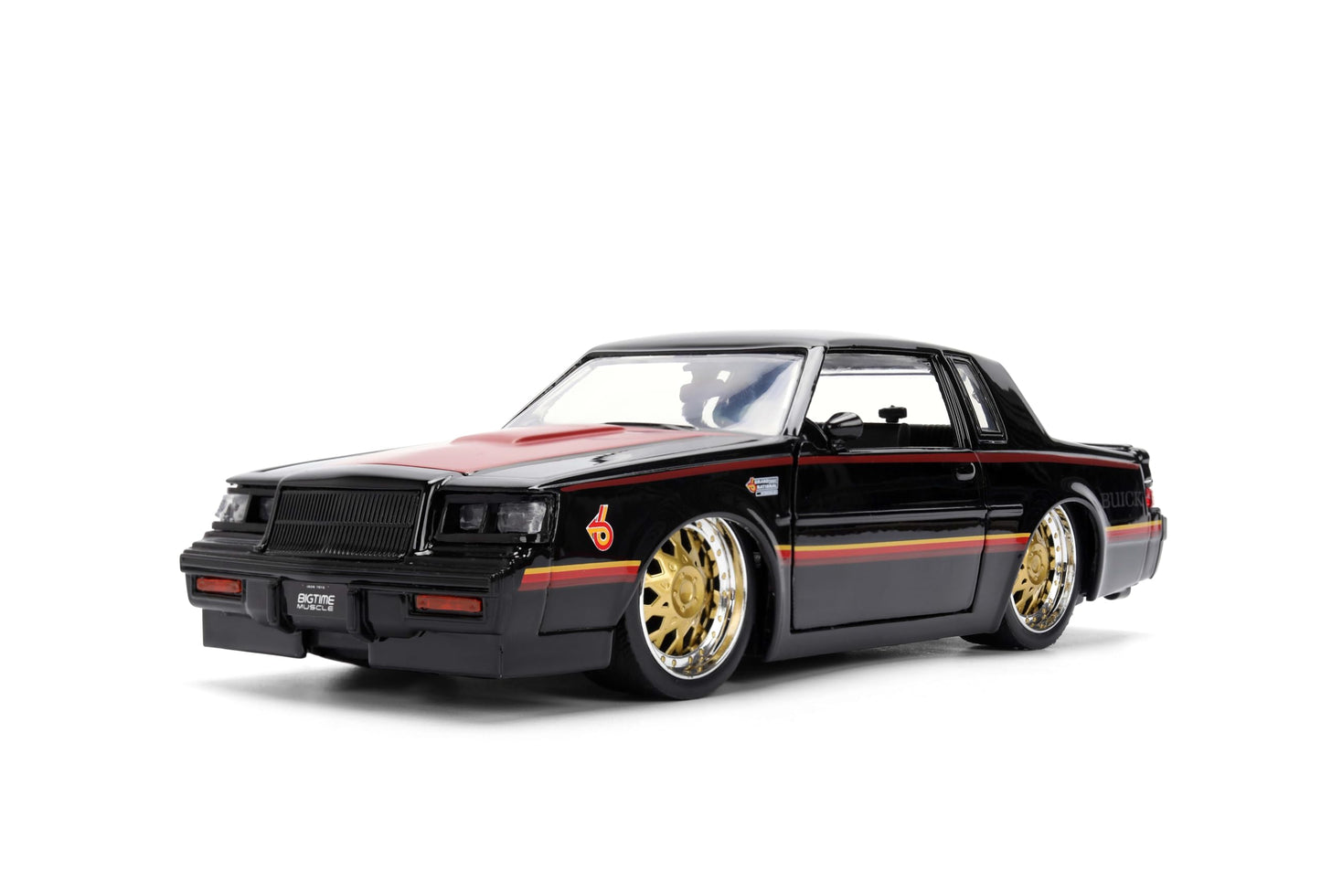 Jada Toys Big Time Muscle 1:24 1987 Buick Grand National Die-Cast Car – Opening Doors, Hood, Trunk, Rubber Tires (Glossy Black)