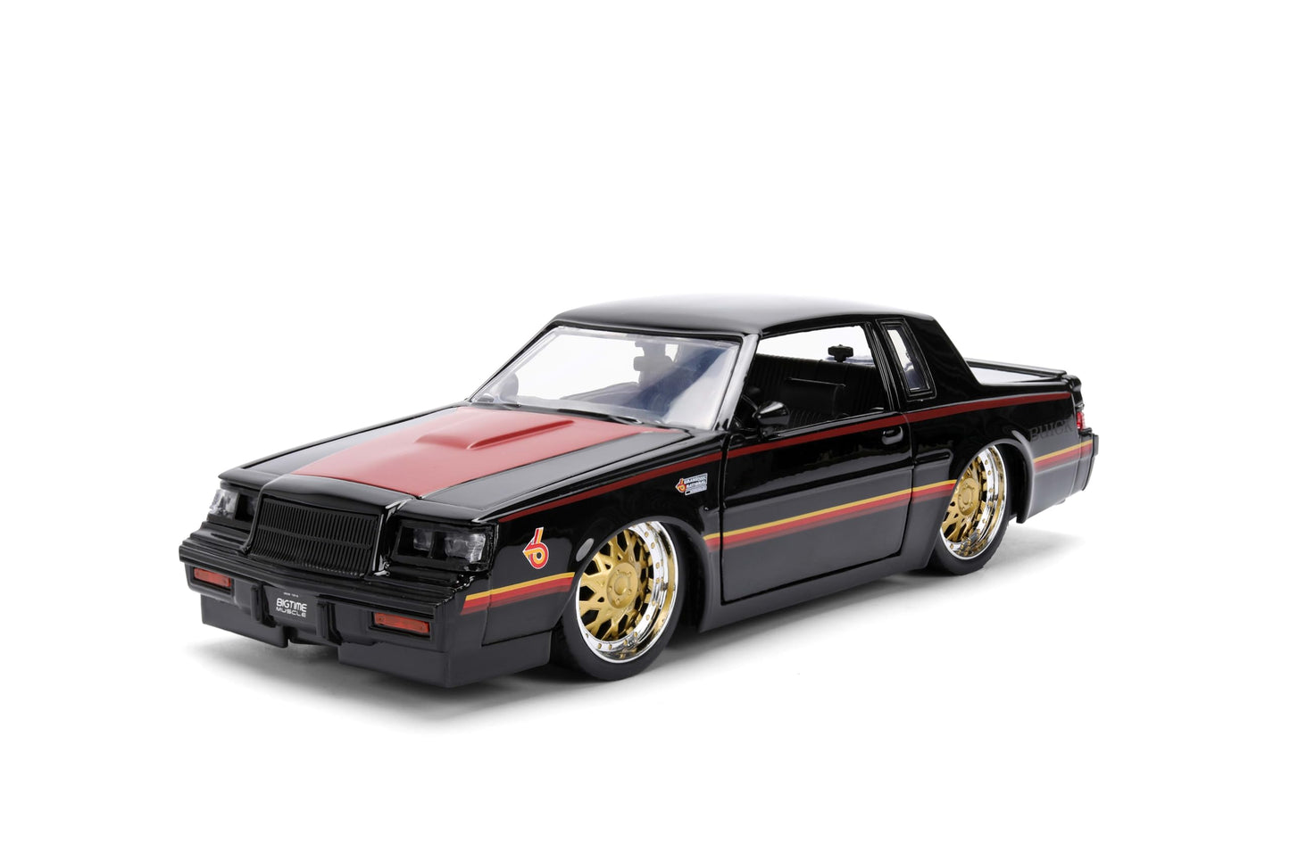 Jada Toys Big Time Muscle 1:24 1987 Buick Grand National Die-Cast Car – Opening Doors, Hood, Trunk, Rubber Tires (Glossy Black)