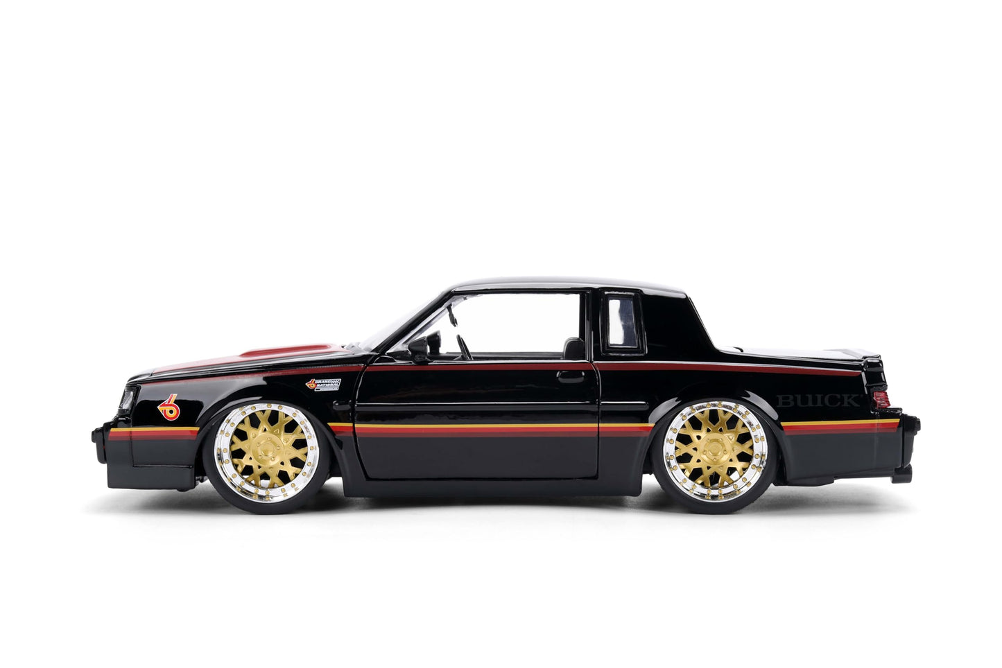 Jada Toys Big Time Muscle 1:24 1987 Buick Grand National Die-Cast Car – Opening Doors, Hood, Trunk, Rubber Tires (Glossy Black)