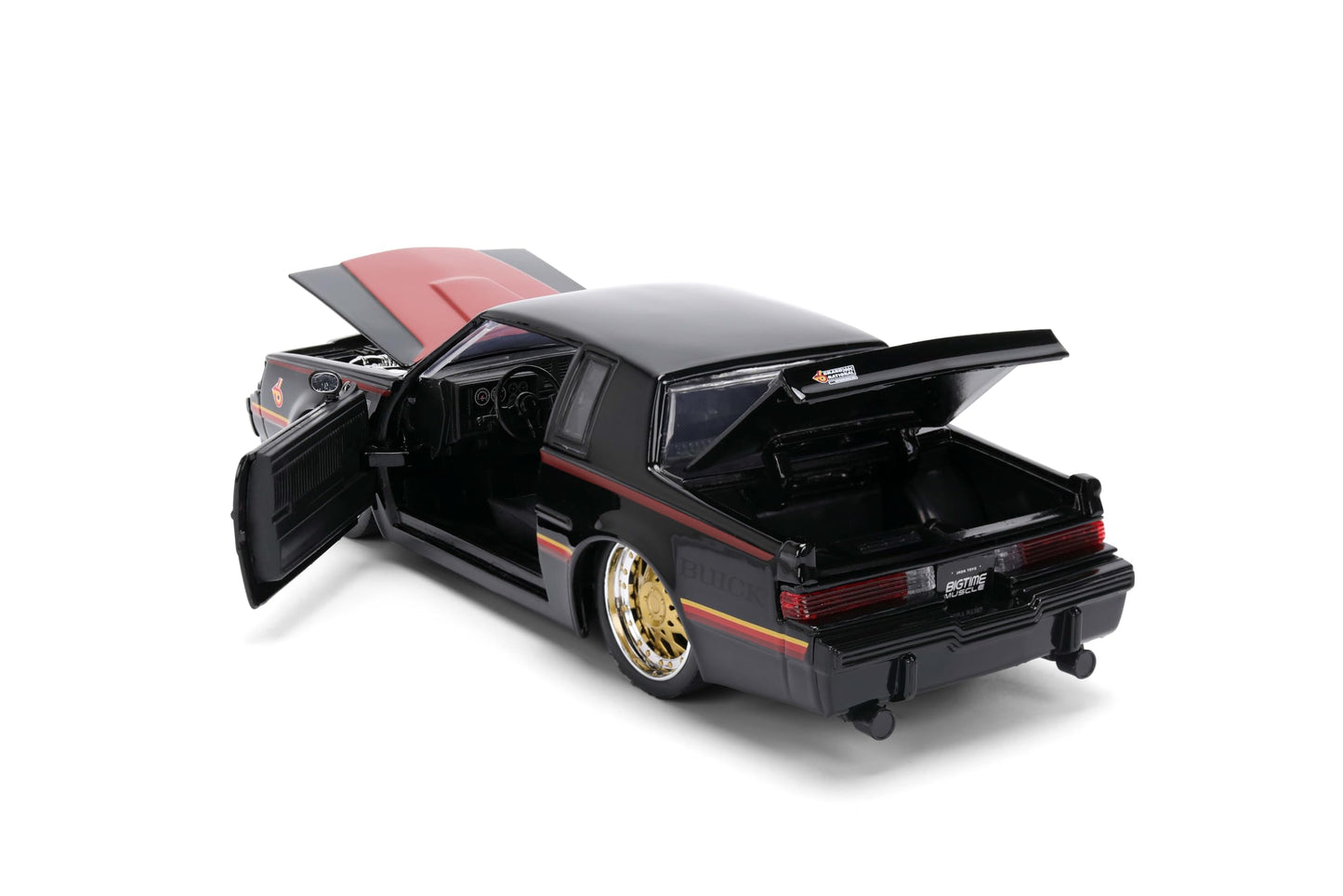 Jada Toys Big Time Muscle 1:24 1987 Buick Grand National Die-Cast Car – Opening Doors, Hood, Trunk, Rubber Tires (Glossy Black)