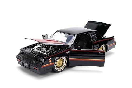Jada Toys Big Time Muscle 1:24 1987 Buick Grand National Die-Cast Car – Opening Doors, Hood, Trunk, Rubber Tires (Glossy Black)