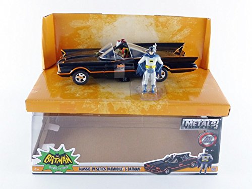 Jada 1966 Batmobile 1:24 Die-Cast Car with Batman & Robin Figures