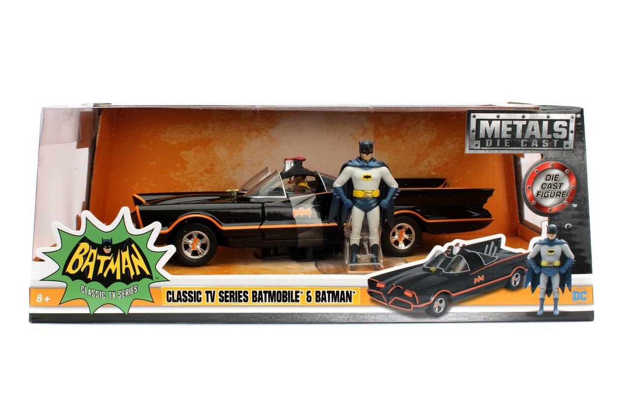 Jada 1966 Batmobile 1:24 Die-Cast Car with Batman & Robin Figures