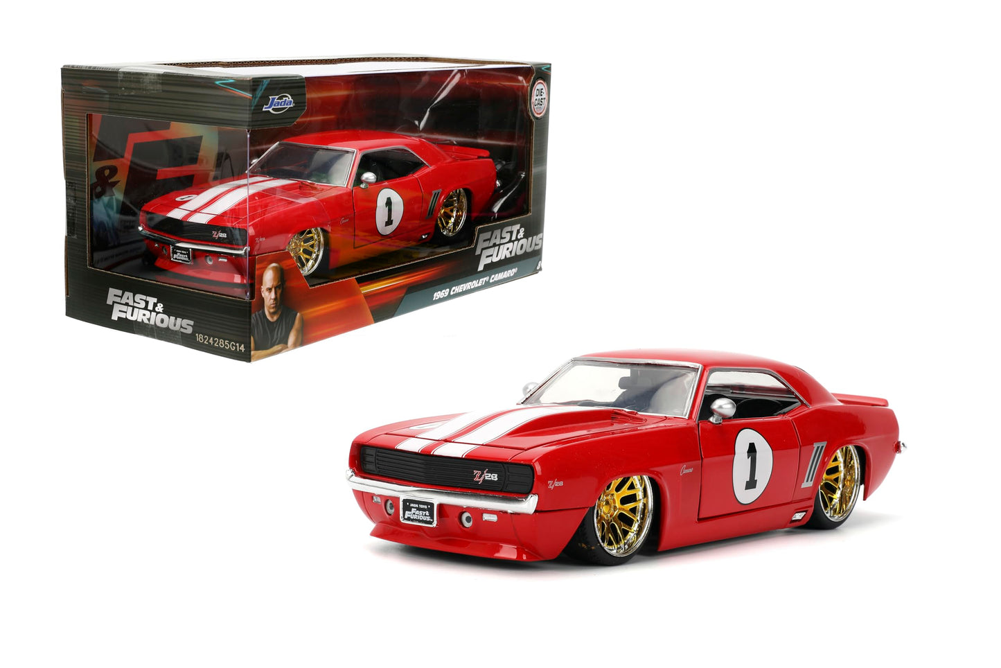 Jada Toys Fast & Furious 1:24 1969 Chevy Camaro Die-Cast Model Car – Red, Premium Collectible