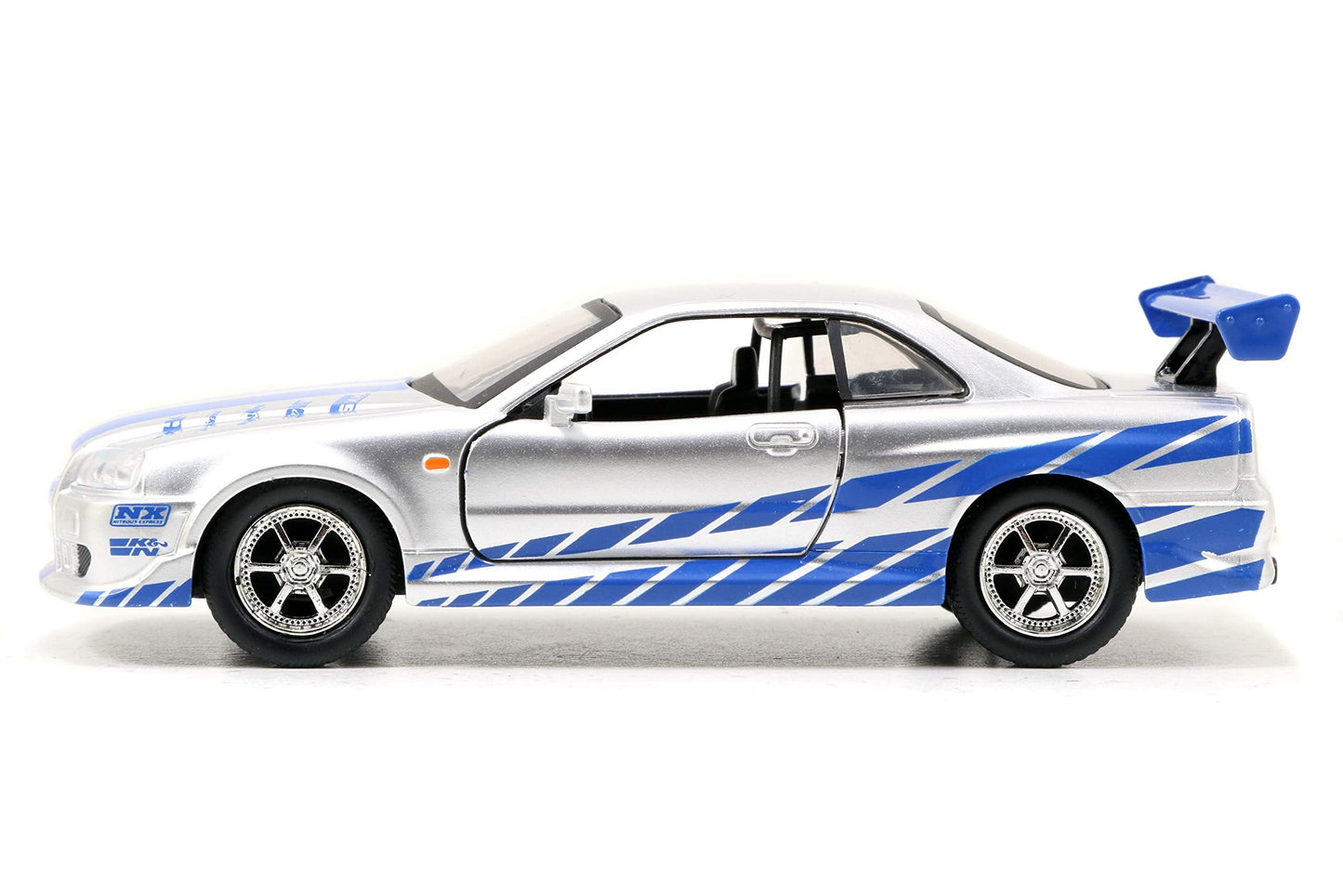Jada Fast & Furious Brian's Nissan Skyline GT-R R34 Twin-Pack – 1:32 Die-Cast Cars (Silver & Blue)