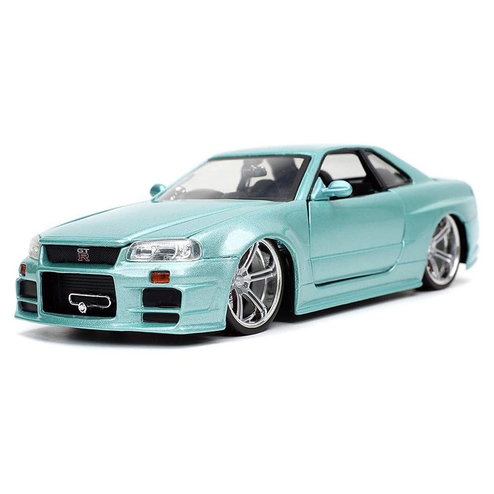 Jada Toys Fast & Furious 1:24 Brian's 2002 Nissan Skyline GT-R R34 Die-Cast Car | Collectible Model