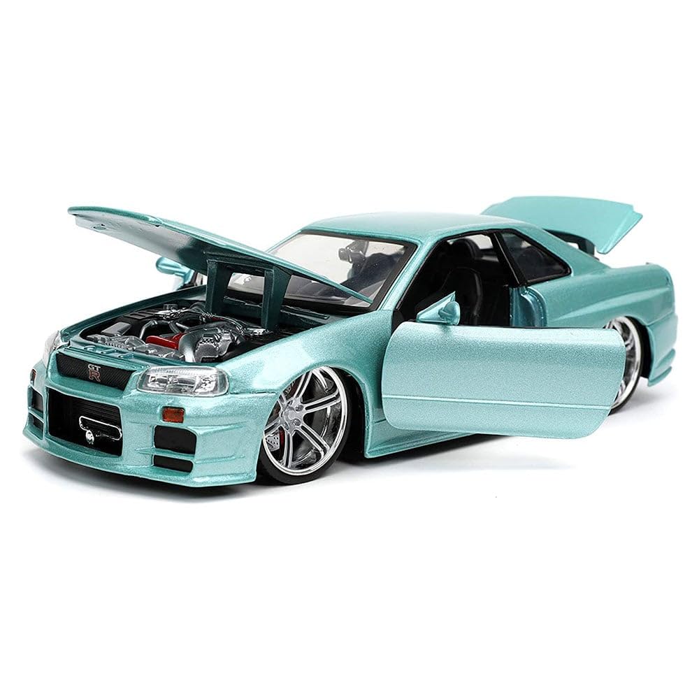 Jada Toys Fast & Furious 1:24 Brian's 2002 Nissan Skyline GT-R R34 Die-Cast Car | Collectible Model