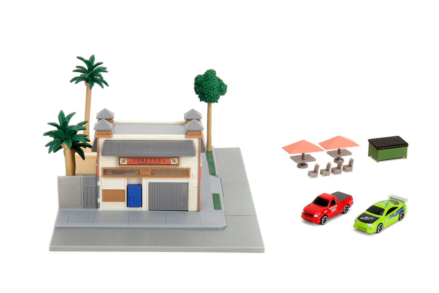 Jada Fast & Furious Nanoscene: Toretto’s Market & Café with Two Die-Cast Nano Vehicles