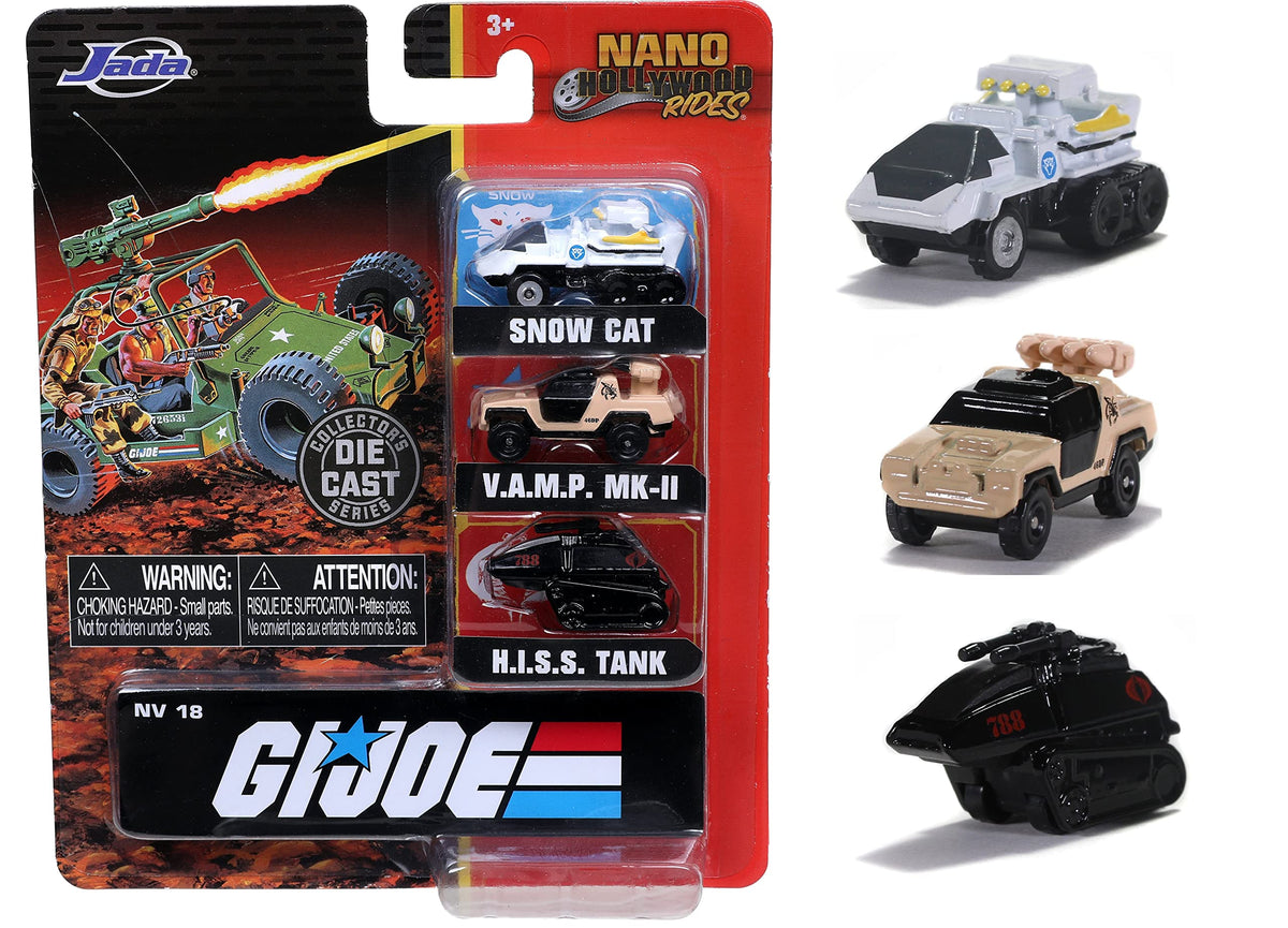 Jada GI Joe 1.65-Inch Nano 3-Pack Die-Cast Cars | Collectible Set