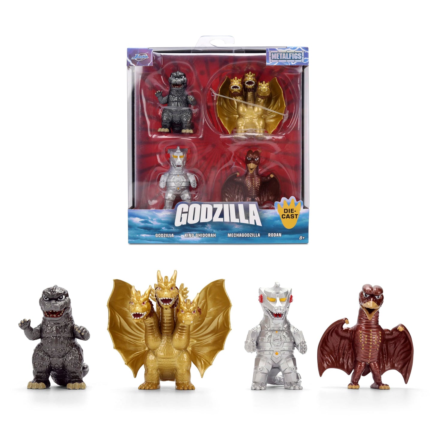 Jada Godzilla Metalfigs 4-Pack – Toho Monsters Collectible Figures, 2.5-Inch Scale