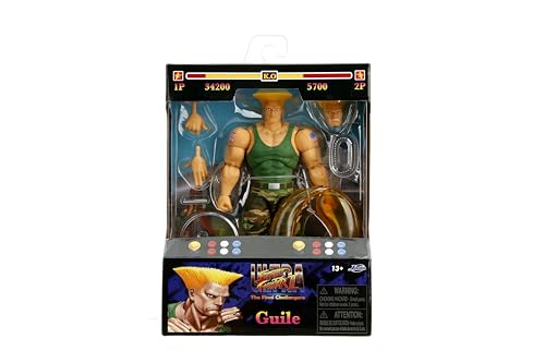 Jada Toys Street Fighter II Guile Action Figure 1:12 Scale – 6-inch Tall, Interchangeable Heads & Accessories