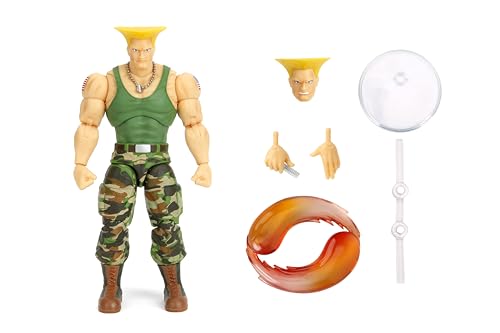 Jada Toys Street Fighter II Guile Action Figure 1:12 Scale – 6-inch Tall, Interchangeable Heads & Accessories