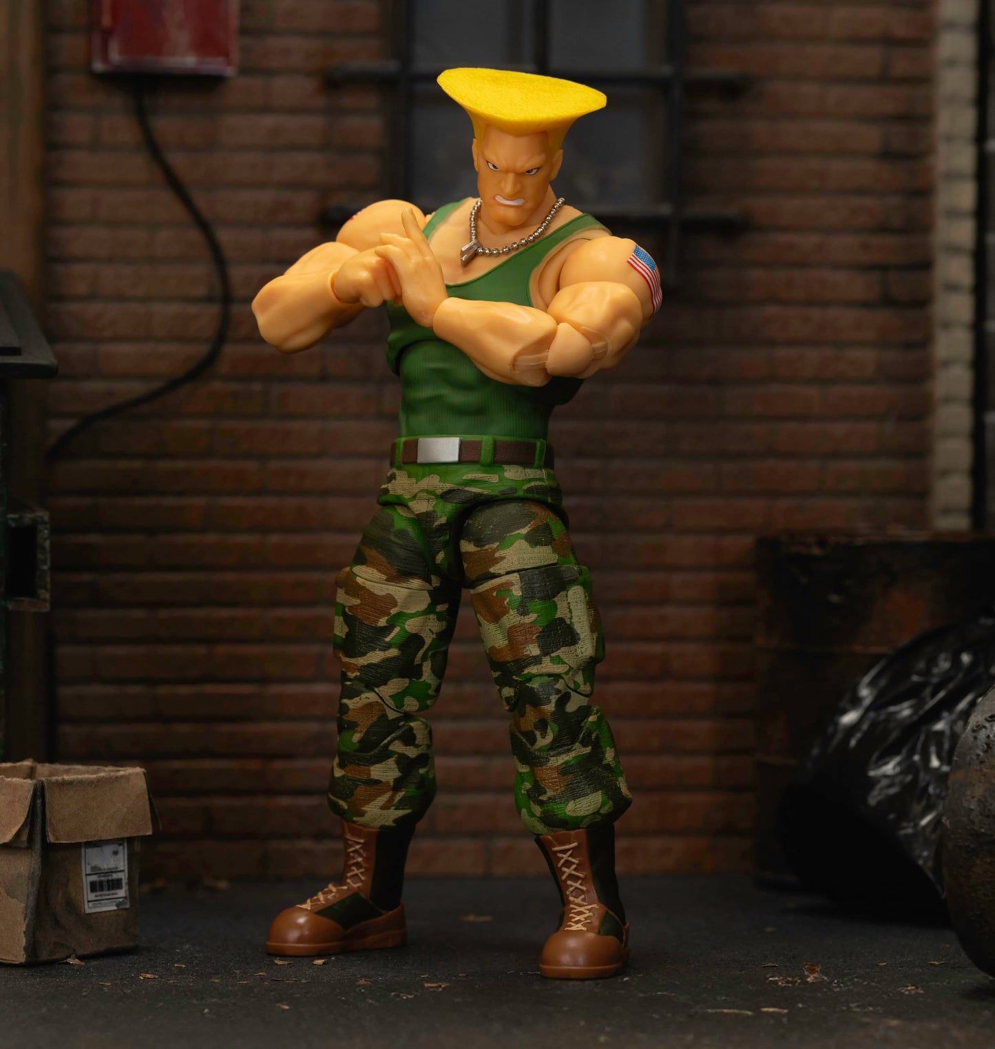 Jada Toys Street Fighter II Guile Action Figure 1:12 Scale – 6-inch Tall, Interchangeable Heads & Accessories