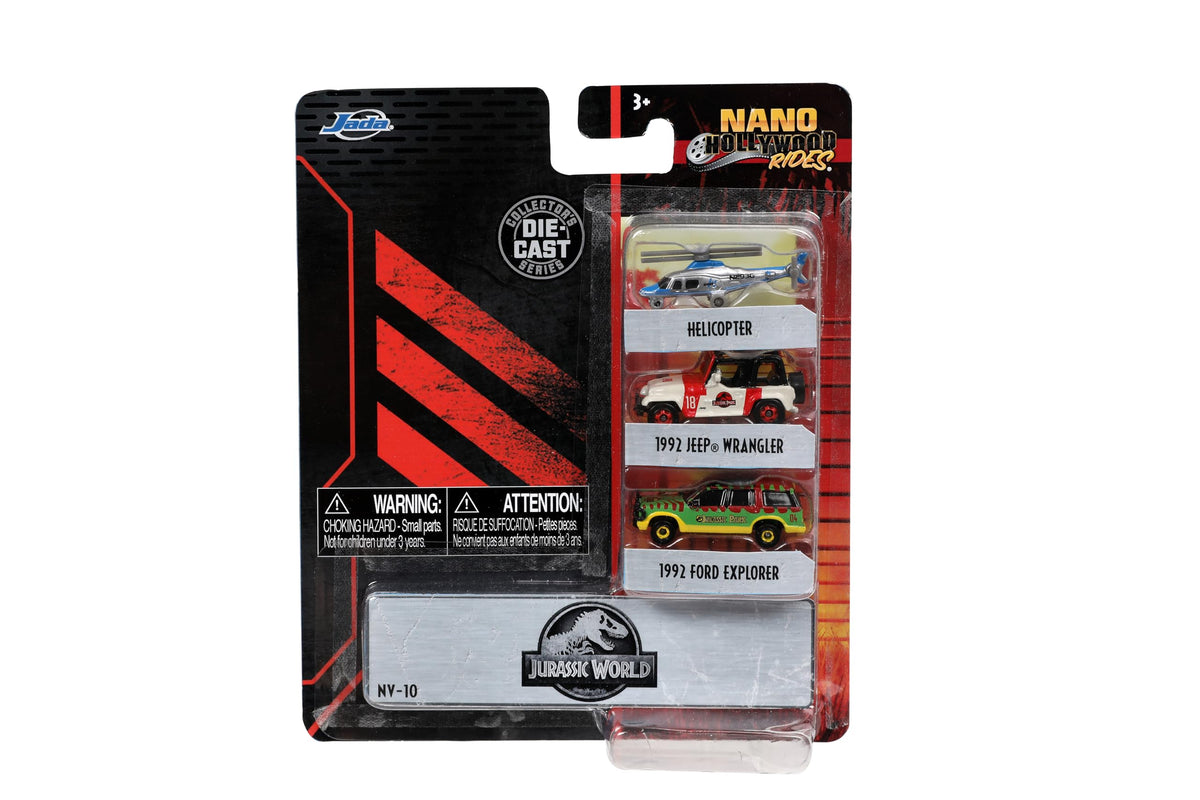 Jada Toys Jurassic World Nano 3-Pack Die-Cast Cars – Wave 1, 1.65-Inch Scale