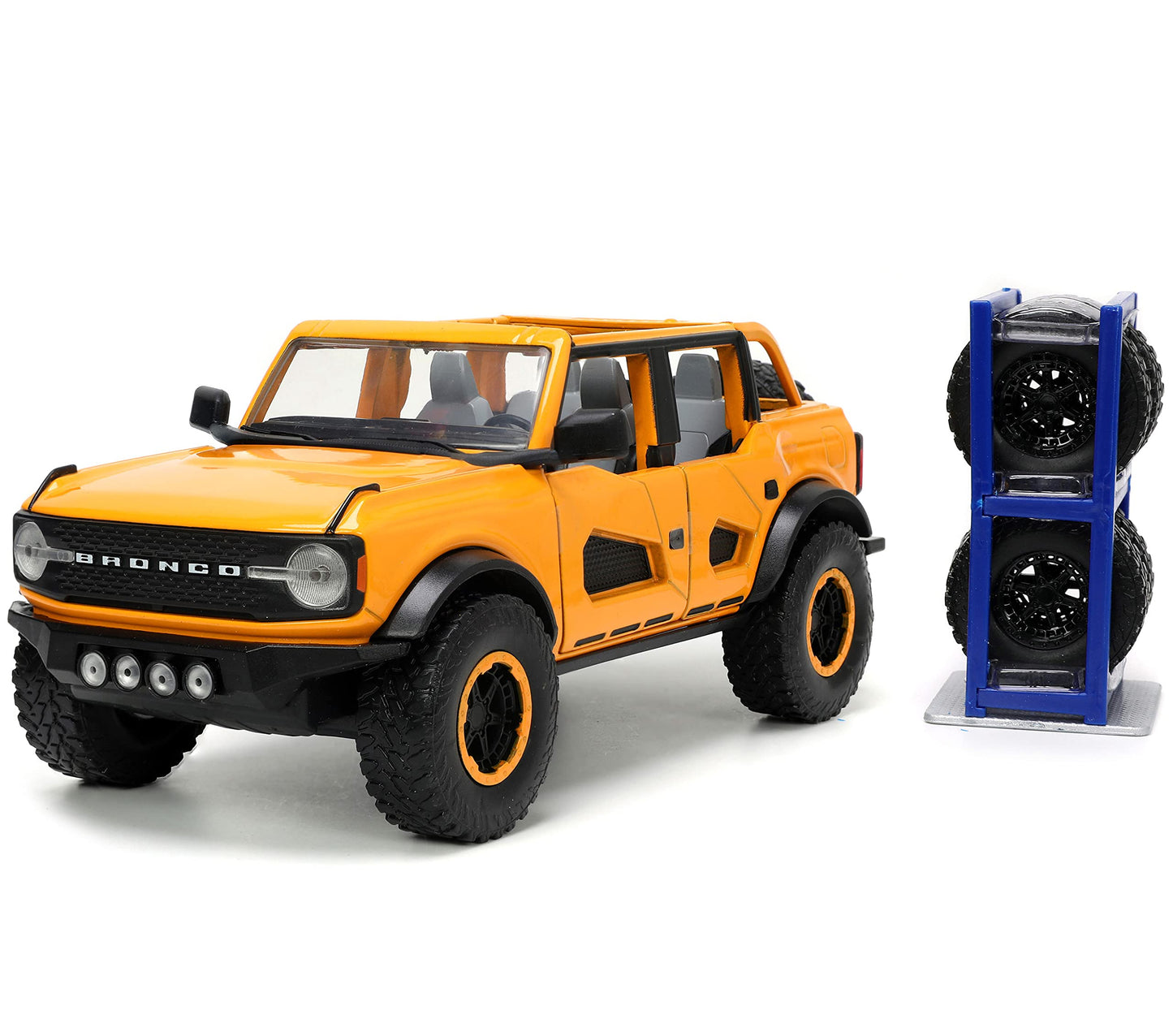 Jada Just Trucks 1:24 Ford Bronco Die-Cast – Orange with Tire Rack | Ford Licensed Collectible