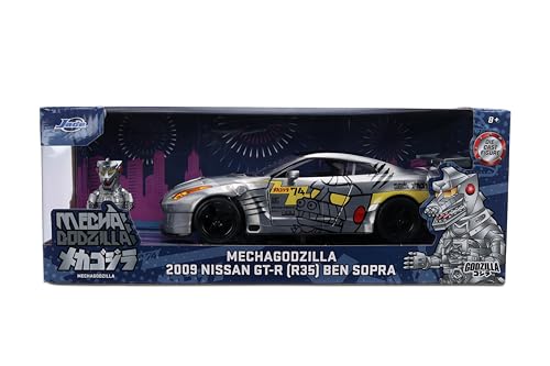 Jada Mechagodzilla w/ Nissan GT-R R35 Ben Sopra – 1:24 Die-Cast Anime Hollywood Rides Collectible