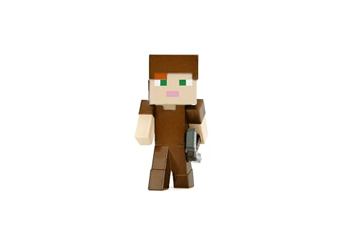 Jada Minecraft 2.5-Inch MetalFigs 4-Pack – Steve in Diamond Armor, Alex in Leather Armor, Enderman & Creeper