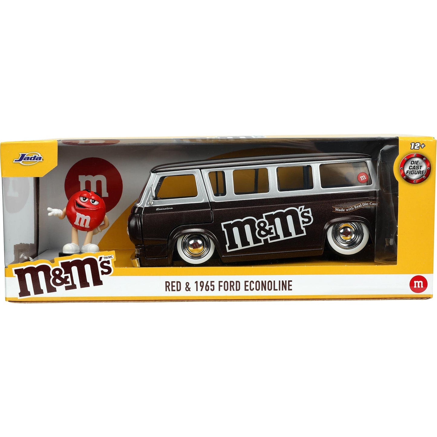 Jada Toys M&M's 1965 Ford Econoline Die-Cast Car with Red Figure | 1:24 Scale