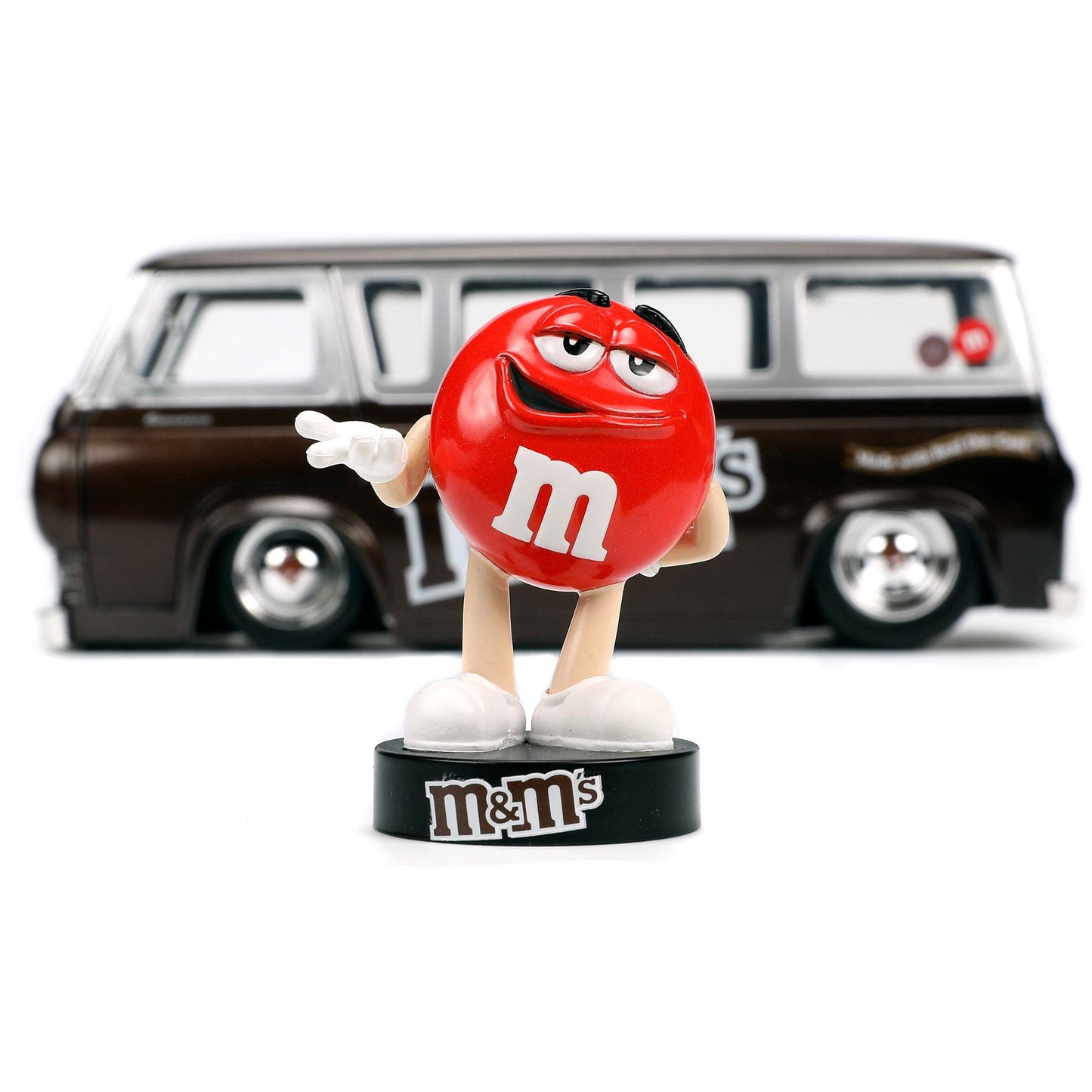 Jada Toys M&M's 1965 Ford Econoline Die-Cast Car with Red Figure | 1:24 Scale