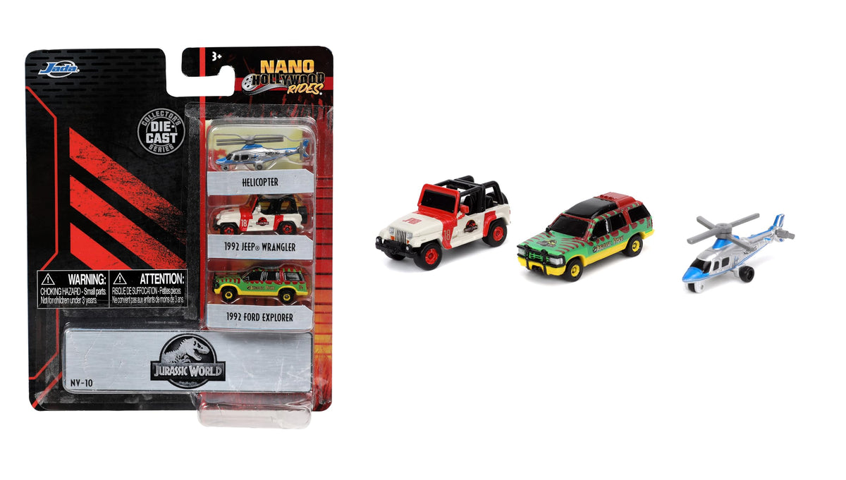 Jada Toys Jurassic World Nano 3-Pack Die-Cast Cars – Wave 1, 1.65-Inch Scale