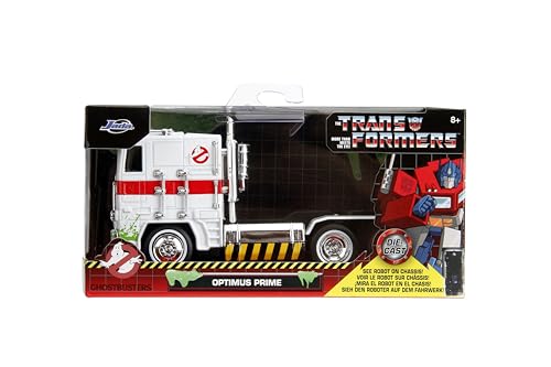 Jada Hollywood Rides Ghostbusters x Transformers Optimus Prime G1 Mashup – 1:32 Die-Cast, Opening Doors, 40th Anniversary Edition