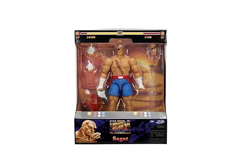 Jada Sagat Deluxe 1:12 Scale Action Figure – Highly Articulated with Tiger Shot Accessory & Stand