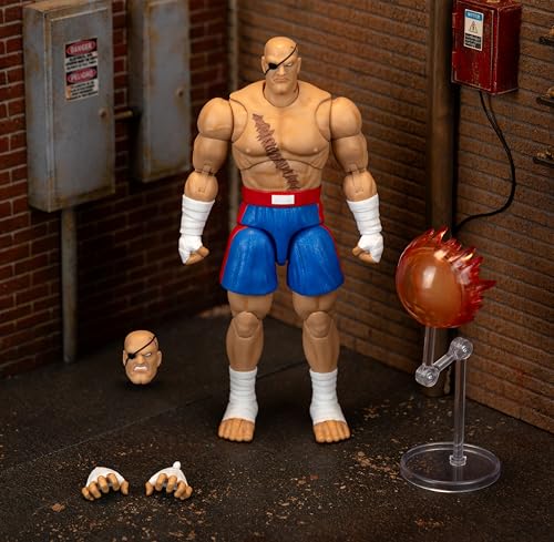 Jada Sagat Deluxe 1:12 Scale Action Figure – Highly Articulated with Tiger Shot Accessory & Stand