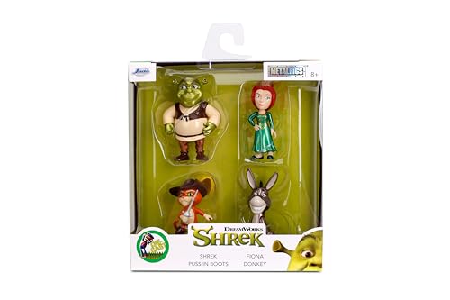 Jada Shrek Metalfigs 4-Pack Die-Cast 2.5-Inch Figures – Shrek, Donkey, Fiona & Puss in Boots