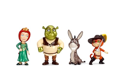 Jada Shrek Metalfigs 4-Pack Die-Cast 2.5-Inch Figures – Shrek, Donkey, Fiona & Puss in Boots