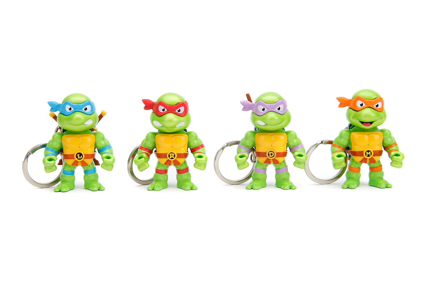 Jada TMNT 2.5-inch Die-Cast Figures 4-Pack with Keychain | Collectible Metalfigs