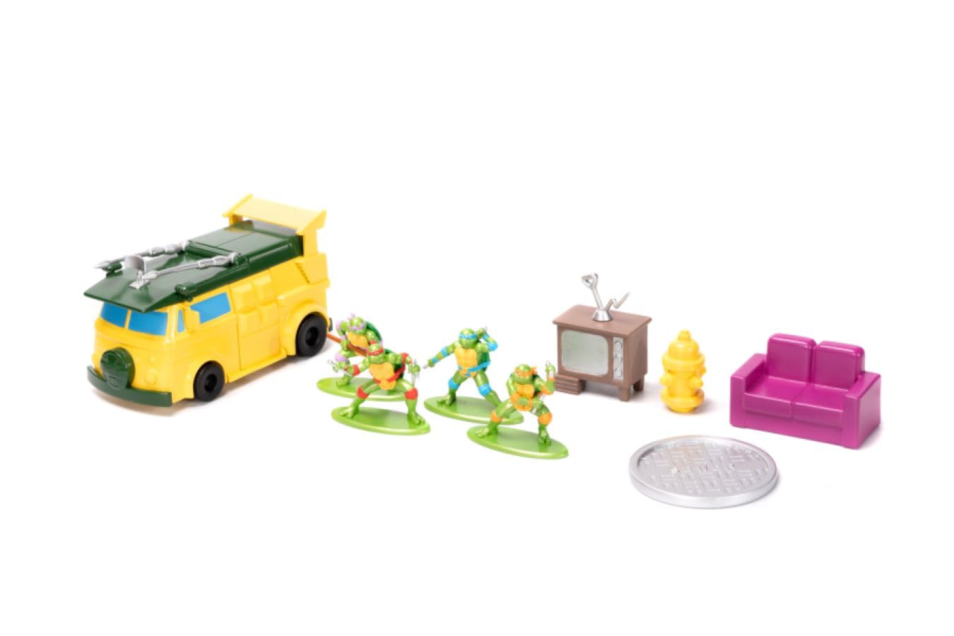 Jada TMNT Turtle Lair Nano Scene with 1.65-inch Die-Cast Figures | Collectible Toys