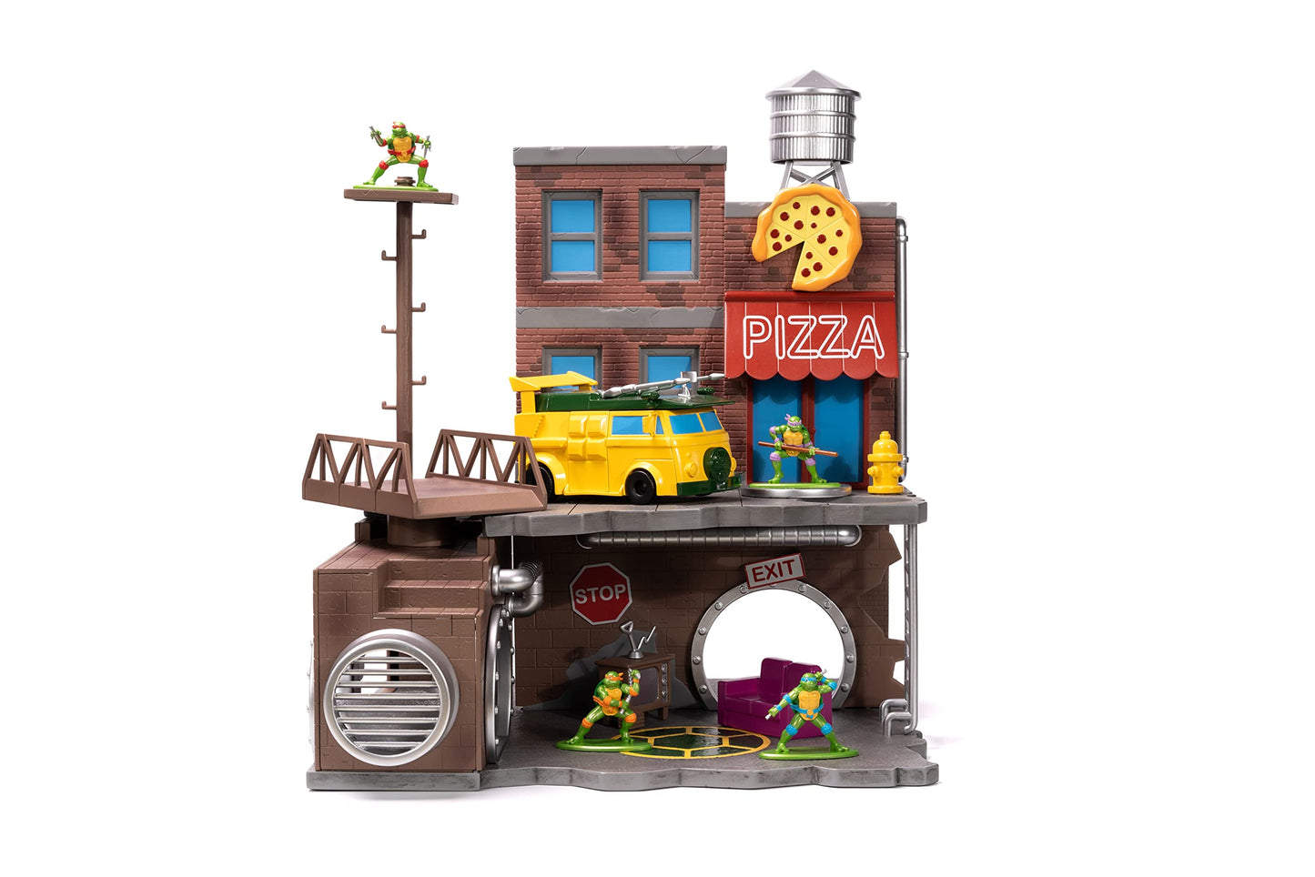 Jada TMNT Turtle Lair Nano Scene with 1.65-inch Die-Cast Figures | Collectible Toys