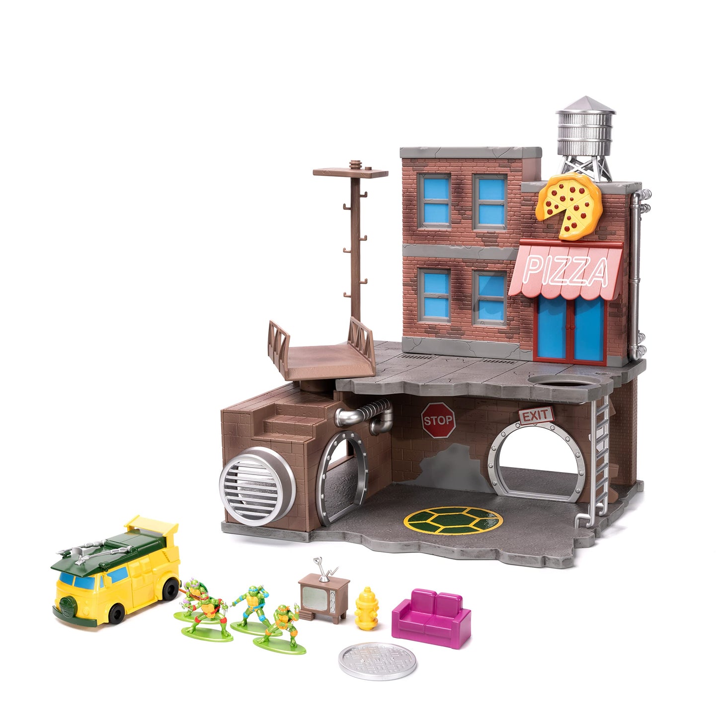 Jada TMNT Turtle Lair Nano Scene with 1.65-inch Die-Cast Figures | Collectible Toys