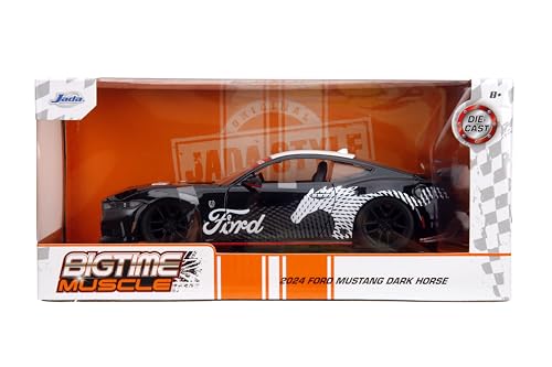 Jada Toys Bigtime Muscle 1:24 Ford Mustang Dark Horse Die-Cast – Opening Doors, Hood & Trunk (Glossy Black)