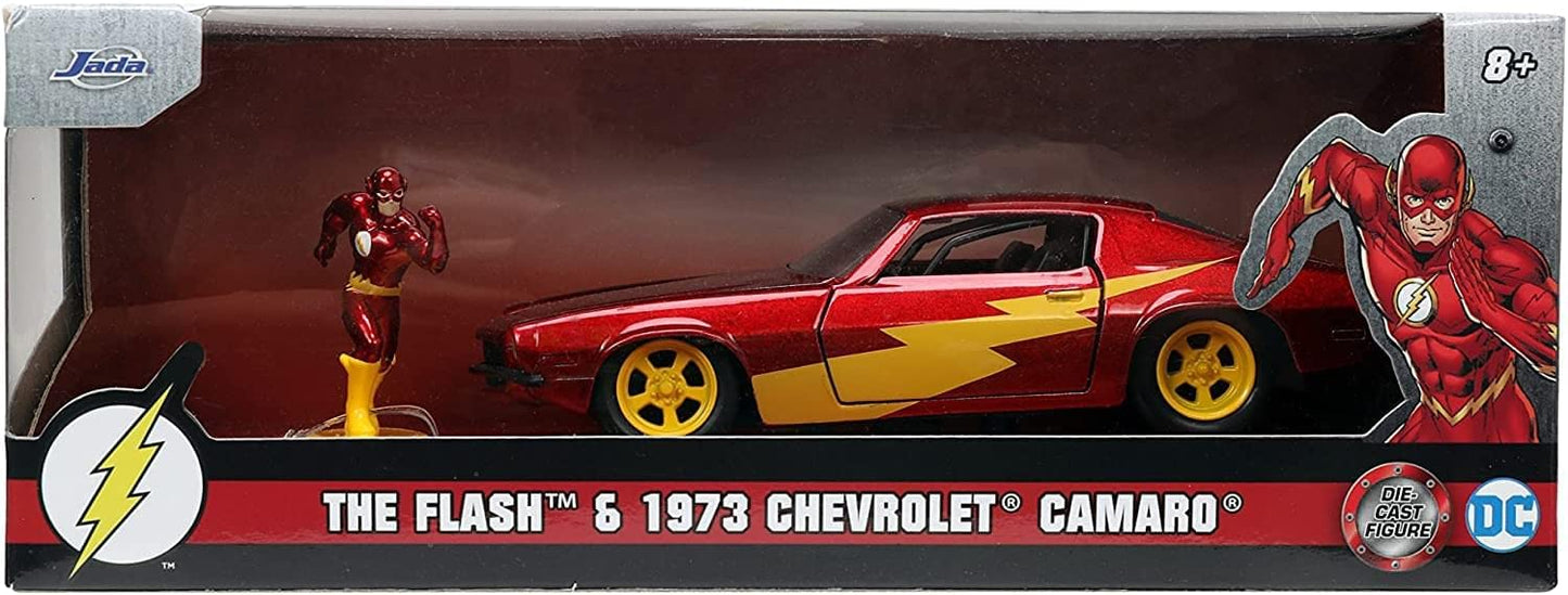 Jada Toys DC Comics 1:32 1973 Chevy Camaro with The Flash Die-Cast Figure – Collectible Car