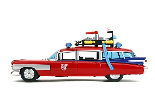 Jada Toys 1:24 Ghostbusters Ecto-1 Mashup with Optimus Prime G1 Graphics – Die-Cast Collectible