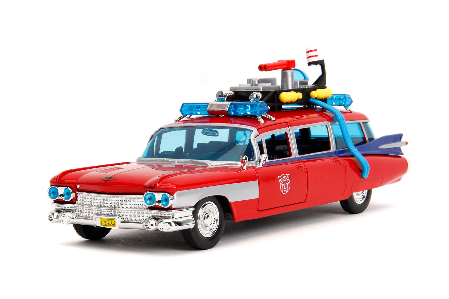 Jada Toys 1:24 Ghostbusters Ecto-1 Mashup with Optimus Prime G1 Graphics – Die-Cast Collectible