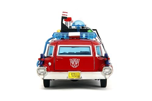 Jada Toys 1:24 Ghostbusters Ecto-1 Mashup with Optimus Prime G1 Graphics – Die-Cast Collectible