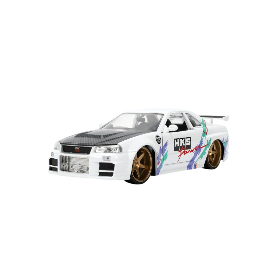 Jada Toys JDM Tuners 1:24 Nissan Skyline GT-R R34 – Glossy White, Opening Doors