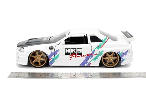 Jada Toys JDM Tuners 1:24 Nissan Skyline GT-R R34 – Glossy White, Opening Doors