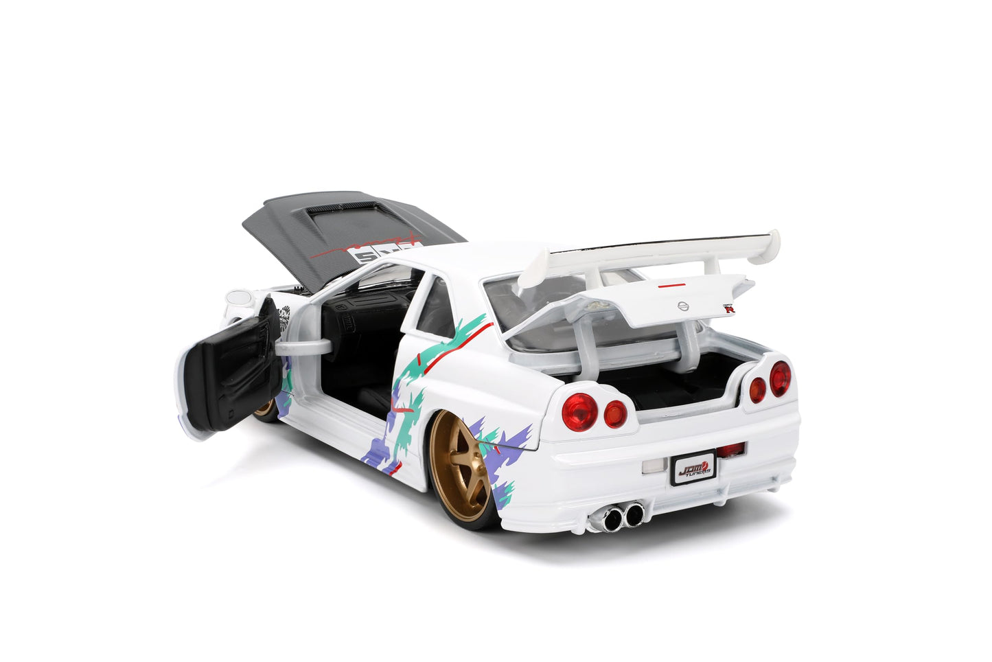 Jada Toys JDM Tuners 1:24 Nissan Skyline GT-R R34 – Glossy White, Opening Doors