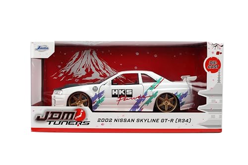 Jada Toys JDM Tuners 1:24 Nissan Skyline GT-R R34 – Glossy White, Opening Doors