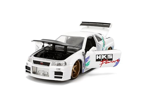 Jada Toys JDM Tuners 1:24 Nissan Skyline GT-R R34 – Glossy White, Opening Doors